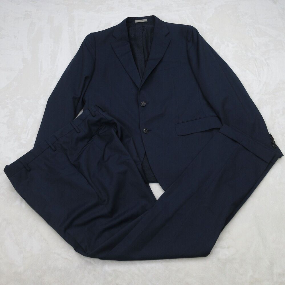 Boglioli 2 Piece Suit Mens 42R Blue Virgin Wool Blazer Pants Pencil Stripe Italy